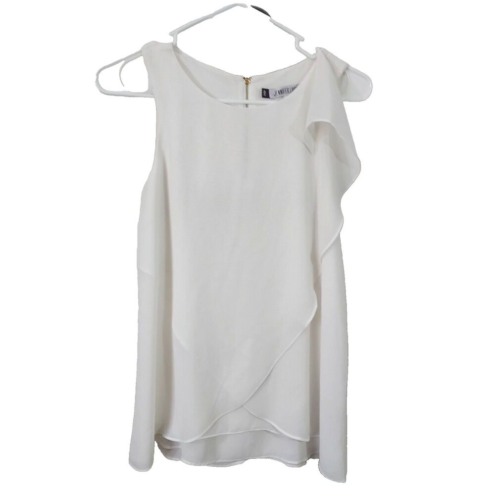 Jennifer Lopez Layered Shirt Top Blouse Womens XS Flowy White Sleeveless JLO
